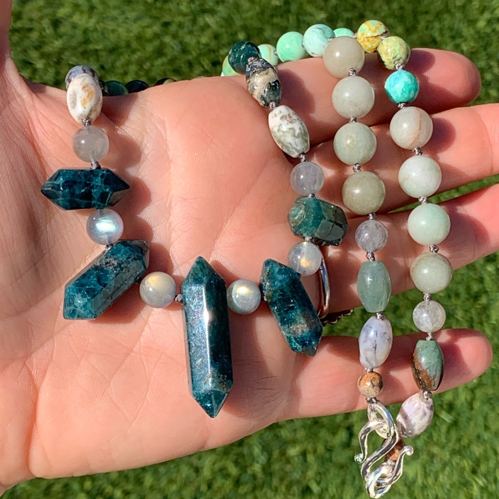 Apatite, Labradorite, Moss Agate, Variscite, Turquoise HANDMADE necklace